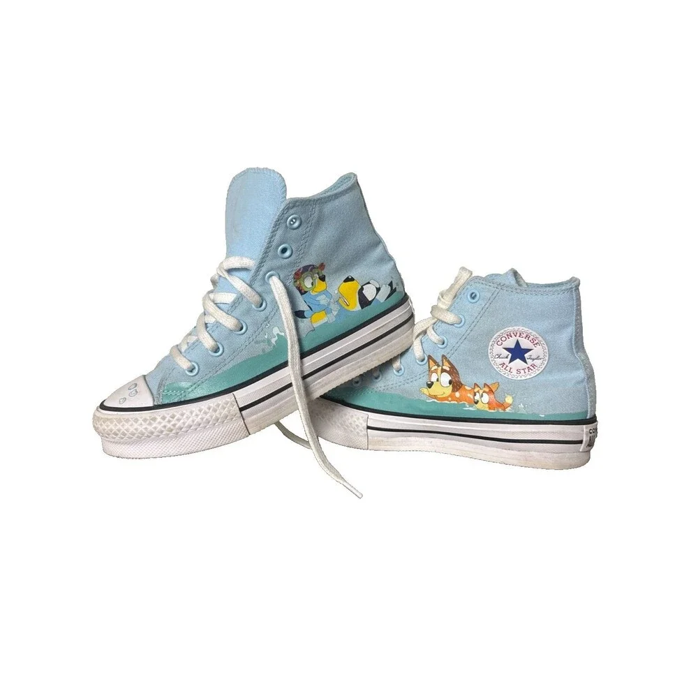 Converse x Bluey Chuck Taylor All Star Hi Kids Youth Size 3 Light Blue Sneakers
